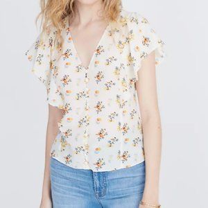 Madewell Silk Flutter-Sleeve Top NWT Size 2